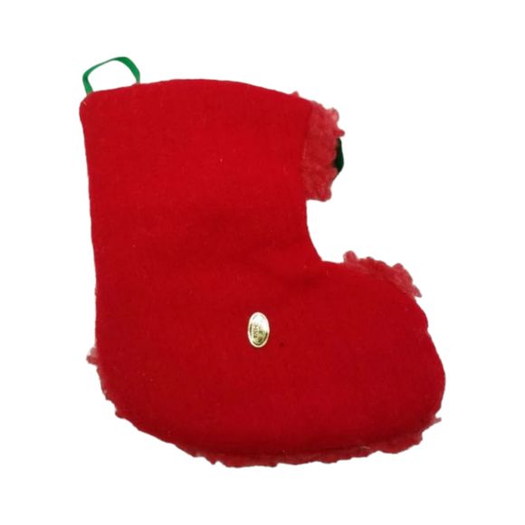 Santa Candy Cane & Jingle Bell Christmas Polyester Stocking Small 6" VTG - Picture 3 of 5